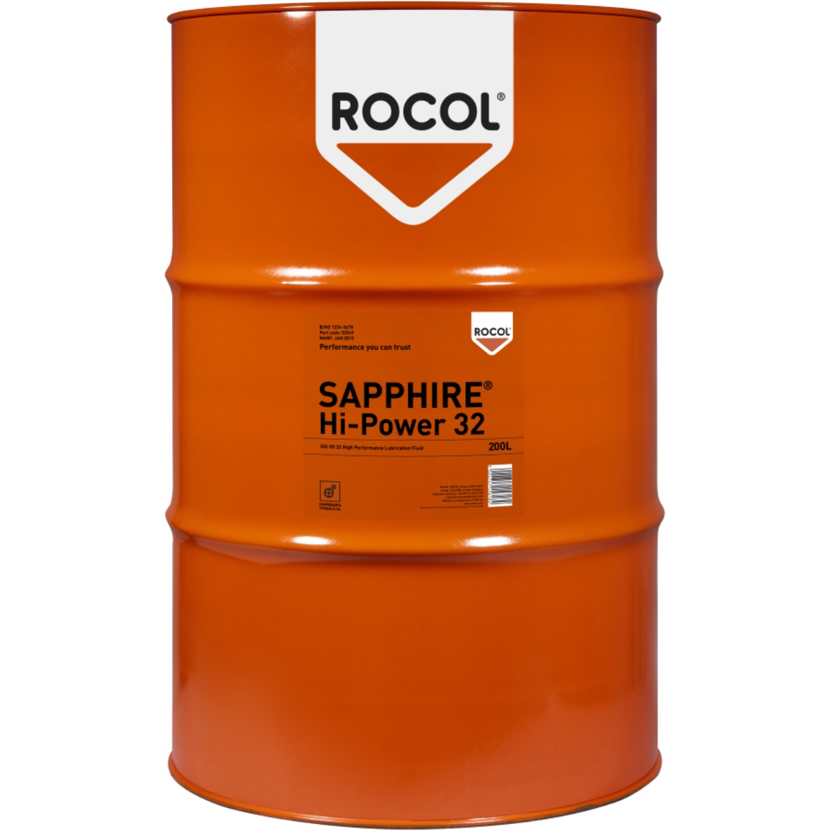 Rocol 52549 Sapphire Hi-Power 32 High Power Compressor Hydraulic Oil 200ltr