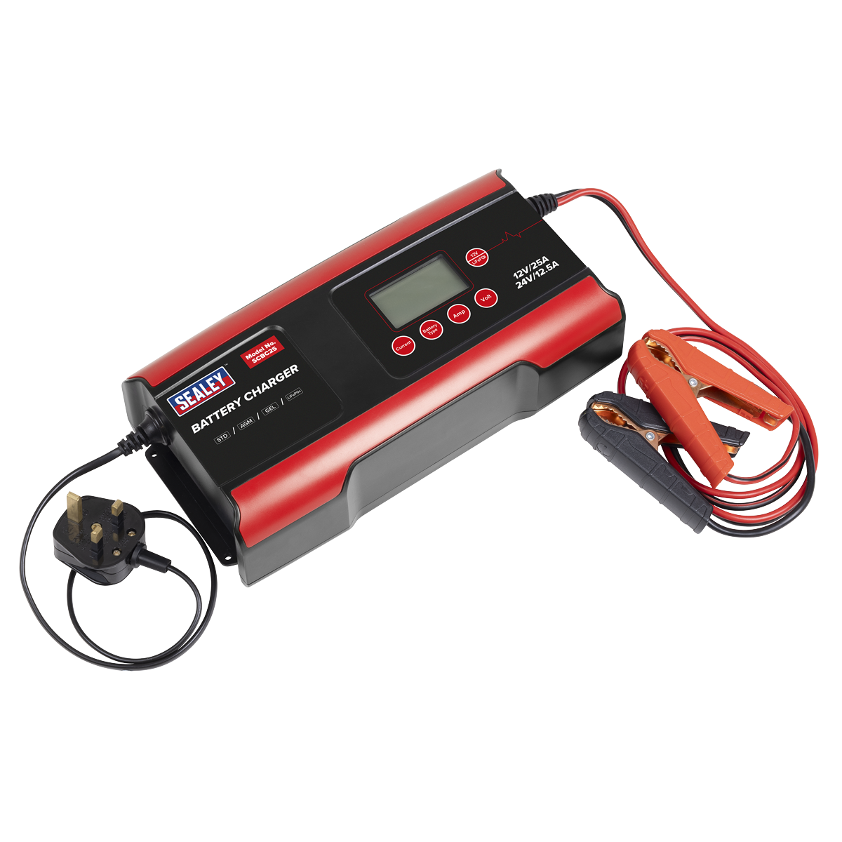 Sealey SCBC25 12/24V Compact Smart Battery Charger and Maintainer 25A