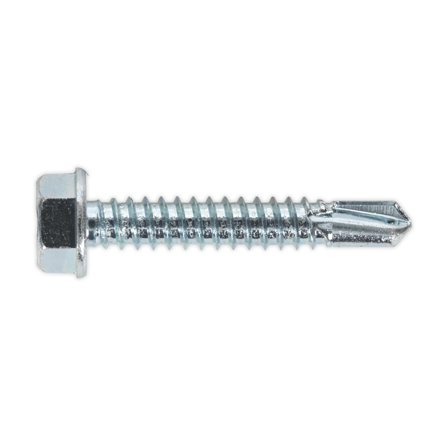 Sealey SDHX6338 Self Drilling Screw 6.3 x 38mm Hex Head Zinc DIN 7504K Pack of 100
