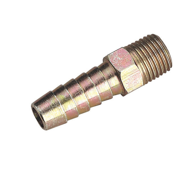 Sealey AC09 Screwed Tail Piece Male 1/4"BSPT - 3/8" Hose Pack of 5