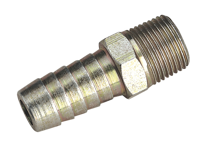 Sealey AC42 Male Screwed Tail Piece 3/8"BSPT - 1/2" Hose Pack of 5