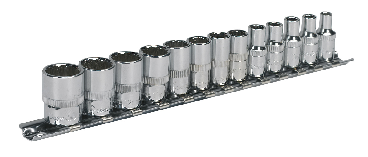Sealey AK2680 Socket Set 13pc 1/4"Sq Drive 12pt WallDrive Metric