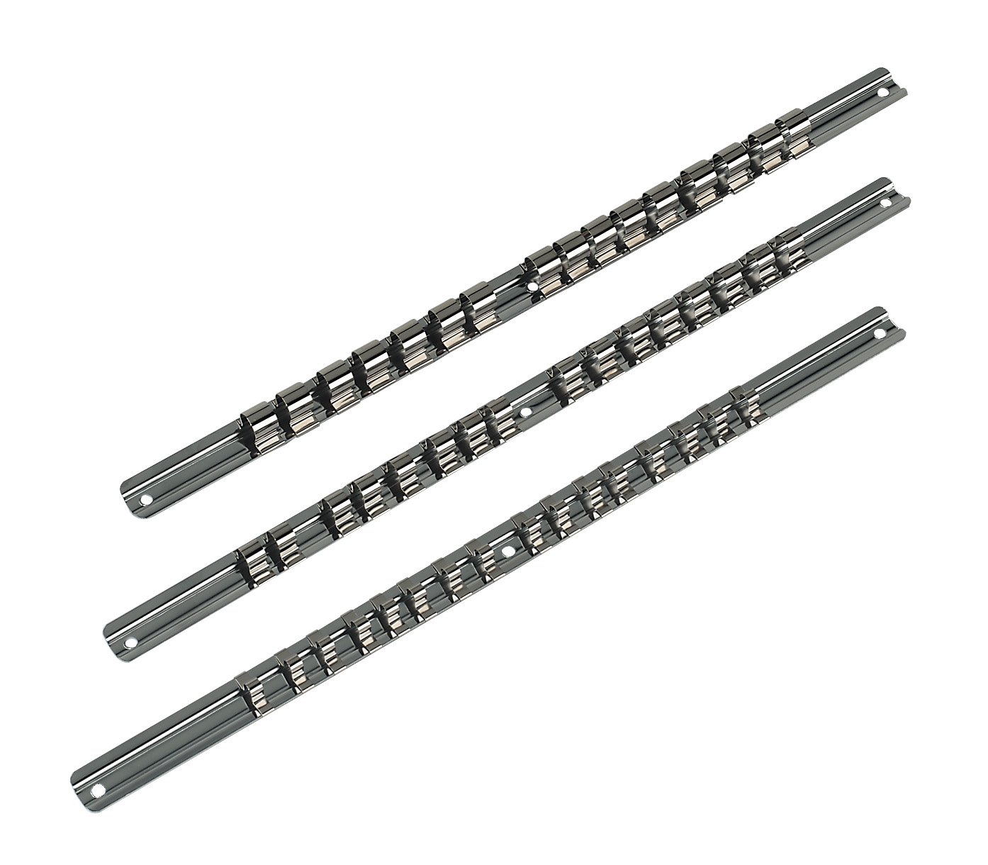 Sealey AK270 Socket Retaining Rail Set 3pc 1/4", 3/8" & 1/2"Sq Drive