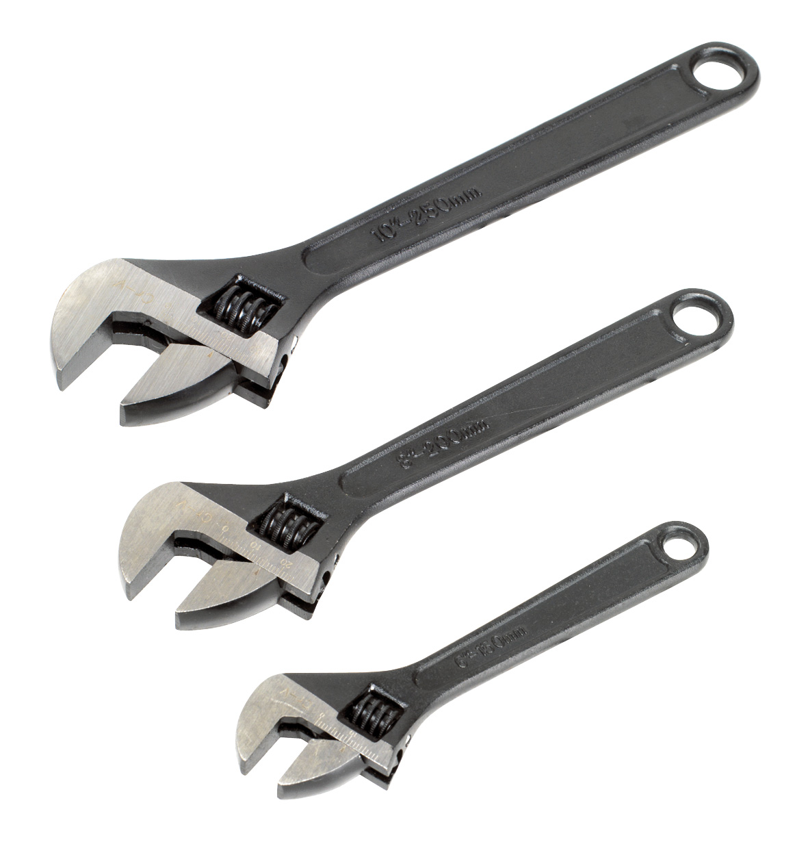Sealey AK607 Adjustable Wrench Set 3pc Antirust Black Finish