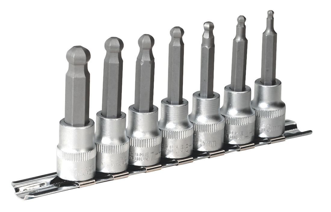 Sealey AK621 Hex Ball-End Socket Bit Set 7 Piece Metric 3/8" Drive
