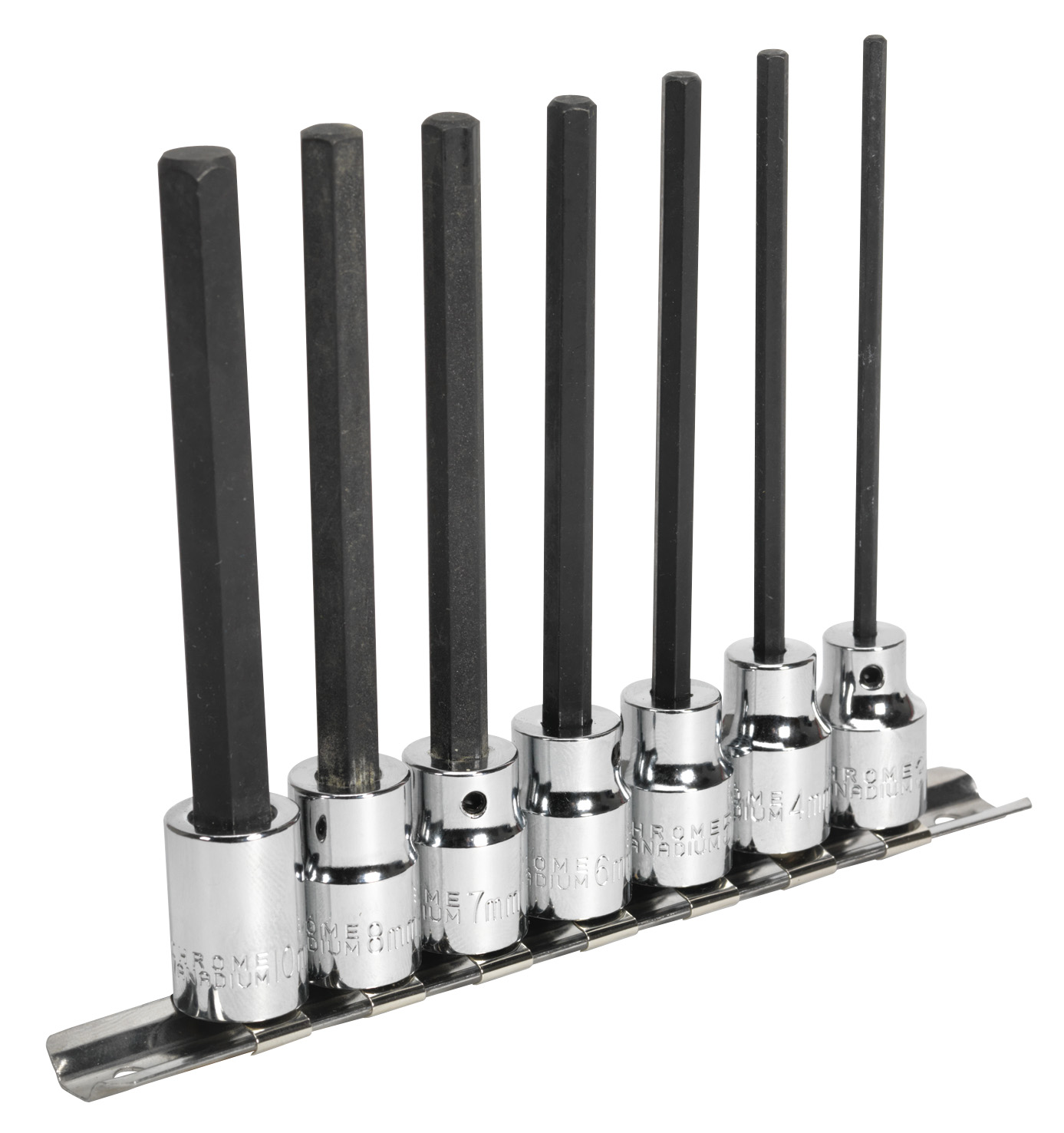 Sealey AK62254 Hex Socket Bit Set 7pc 3/8"Sq Drive 110mm Metric