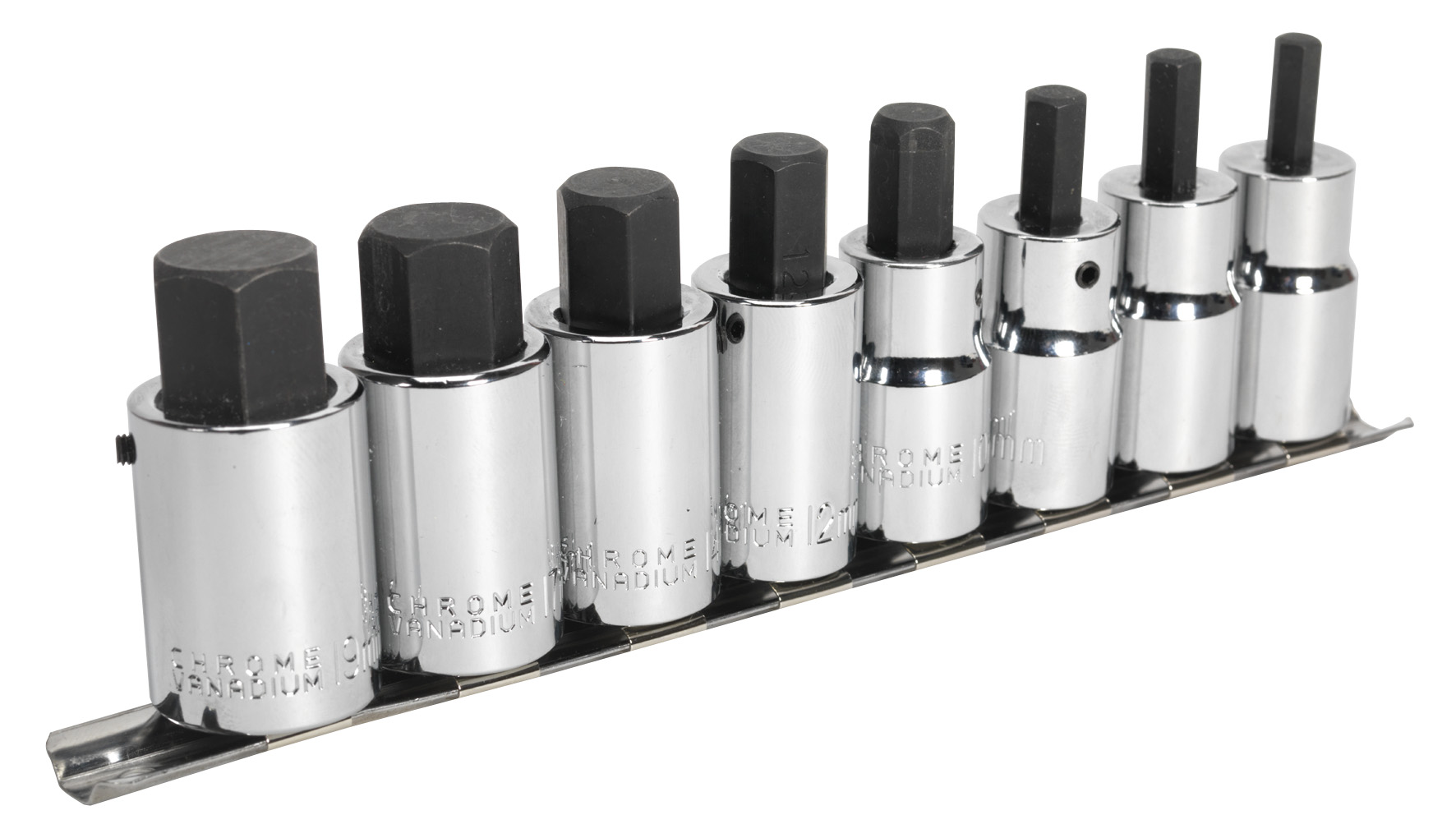 Sealey AK62258 Hex Socket Bit Set 8pc 1/2"Sq Drive Metric