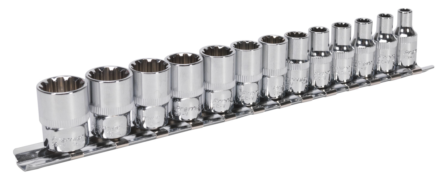 Sealey AK69813 Spline Socket Set 13pc 1/4"Sq Drive Total Drive