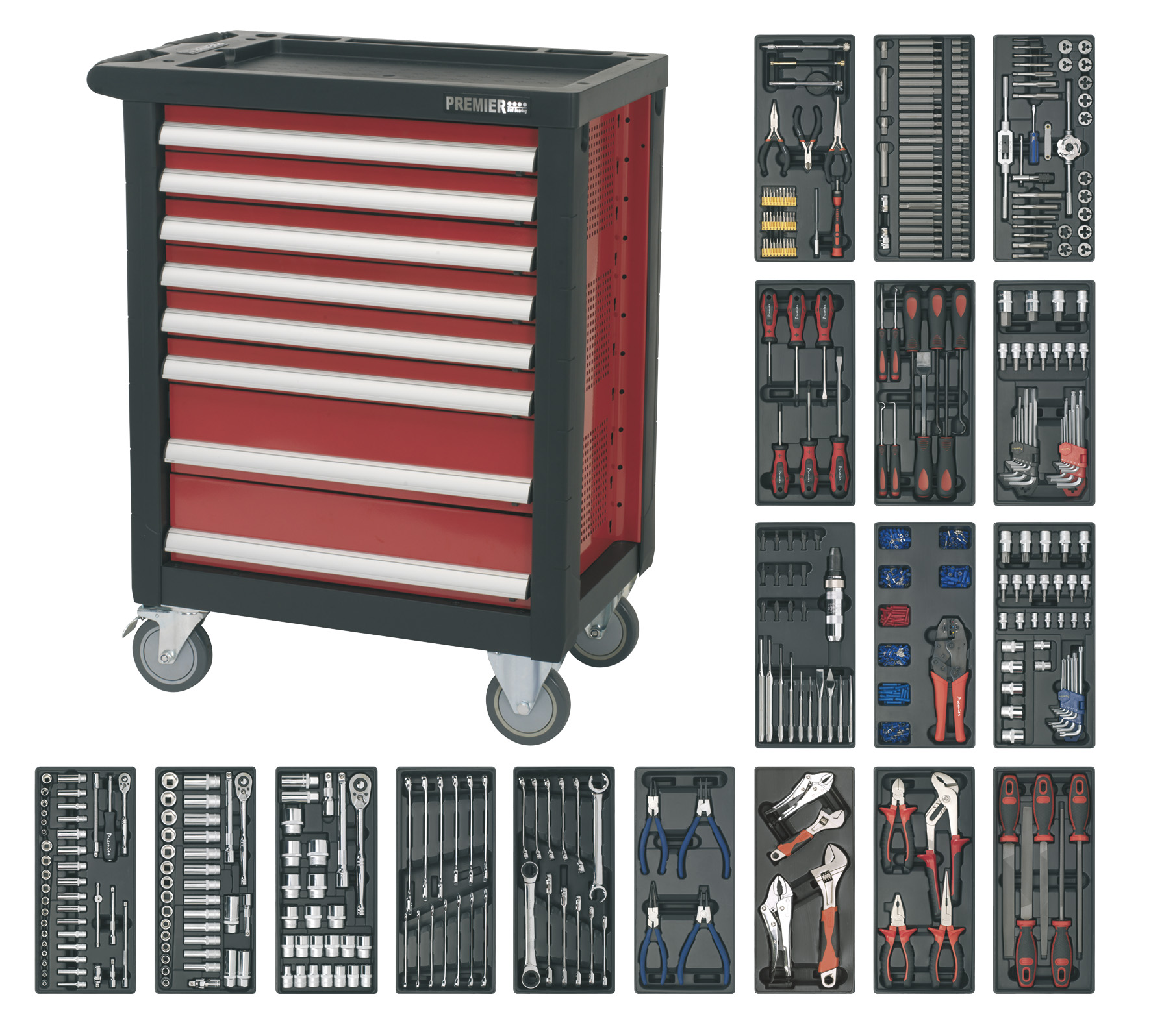 Sealey AP2408TTC08 Rollcab 8 Drawer with Ball Bearing Runners & 707pc Tool Kit