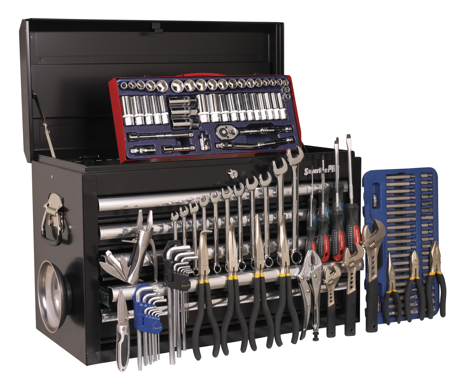 Sealey AP33059BCOMBO Topchest 5 Drawer - Ball Bearing Runners - Black with 137pc Tool Kit
