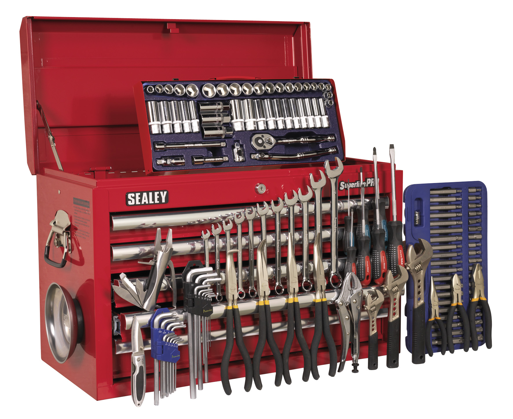 Sealey AP33059COMBO Topchest 5 Drawer with Ball Bearing Runners - Red & 137pc Tool Kit