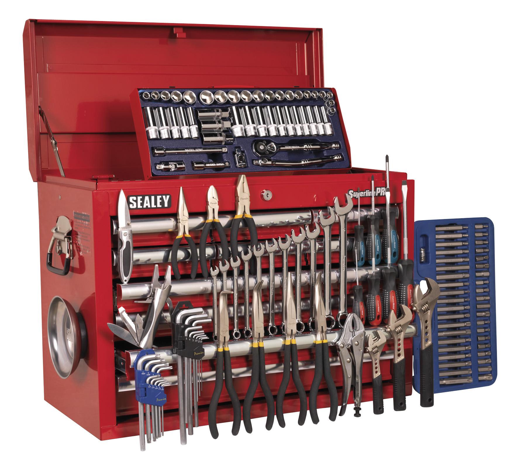 Sealey AP33109COMBO Topchest 10 Drawer with Ball Bearing Runners - Red & 137pc Tool Kit