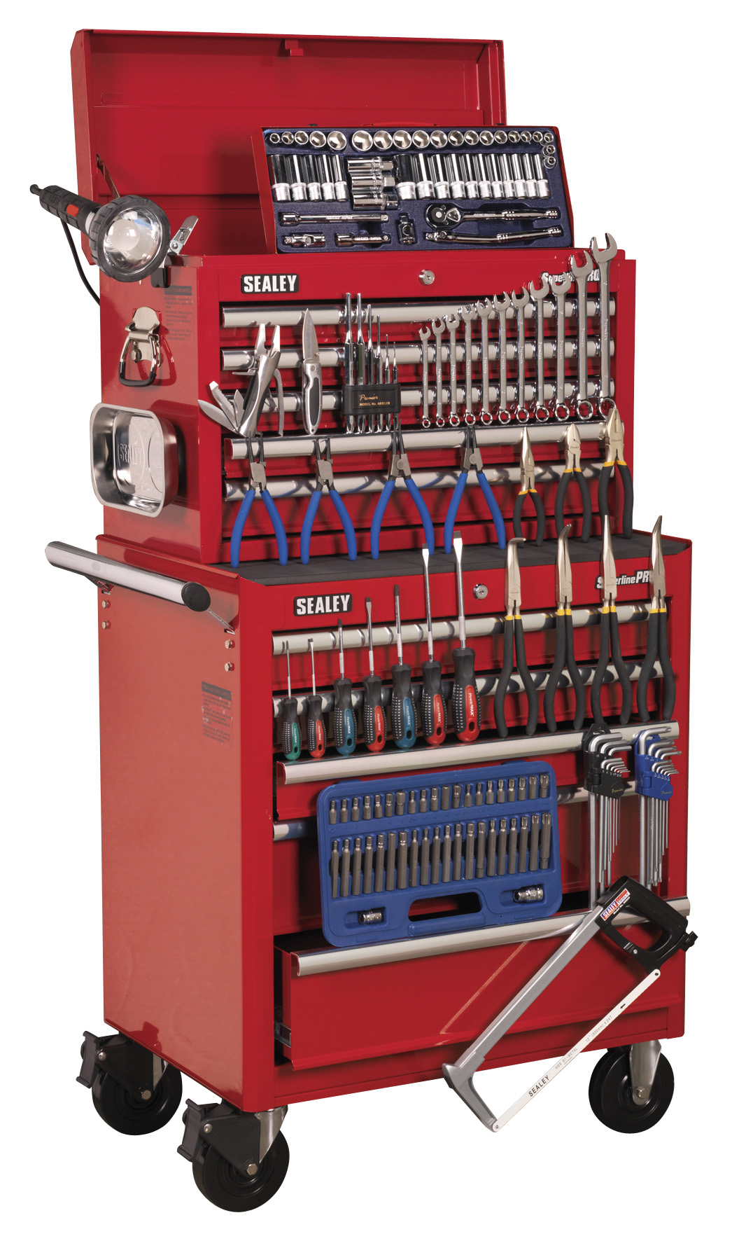 Sealey APCOMBOBBTK55 Topchest & Rollcab Combination 10 Drawer with Ball Bearing Runners - Red...