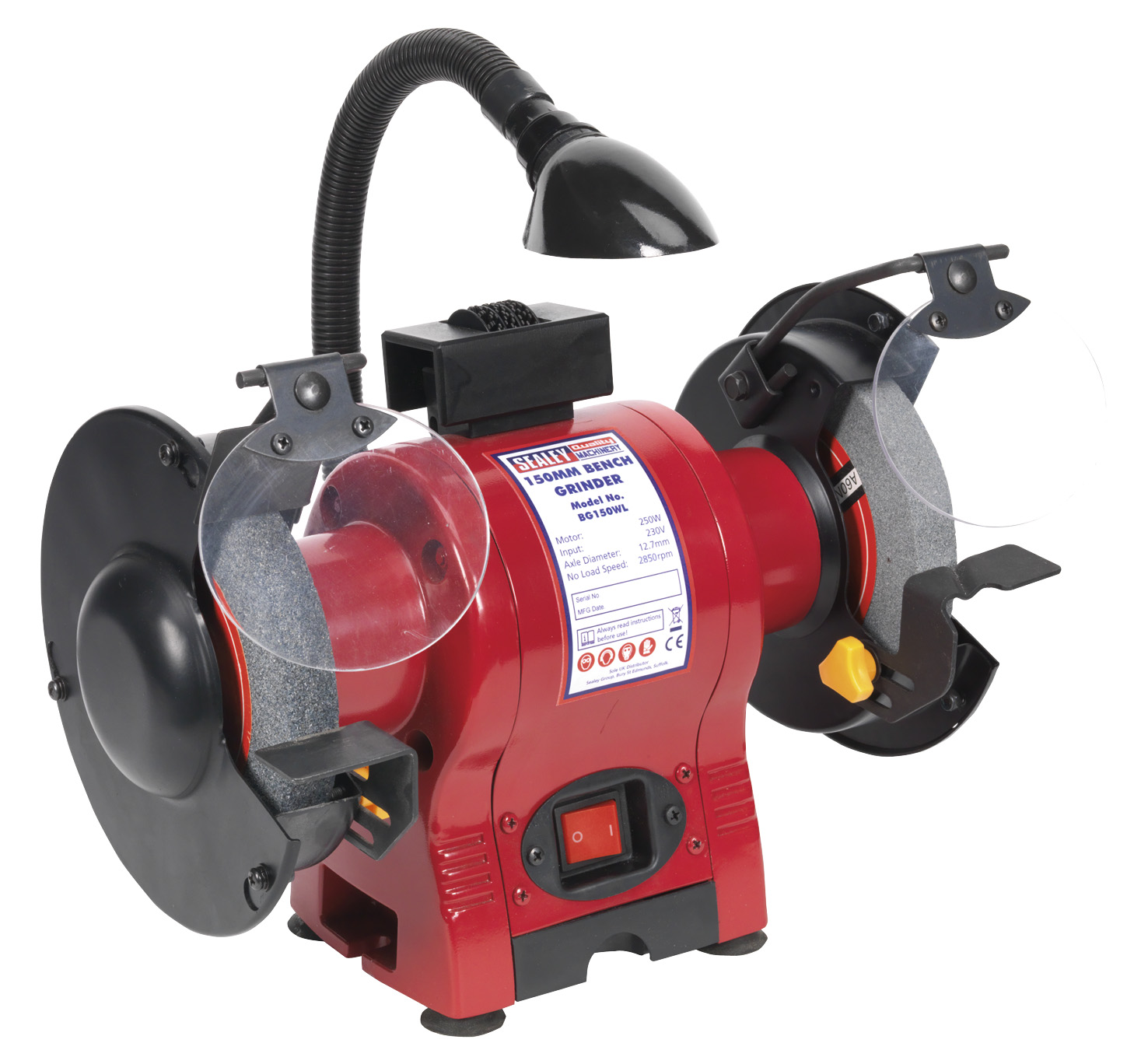 Sealey BG150WL Bench Grinder 150mm with Work Light 250W/230V