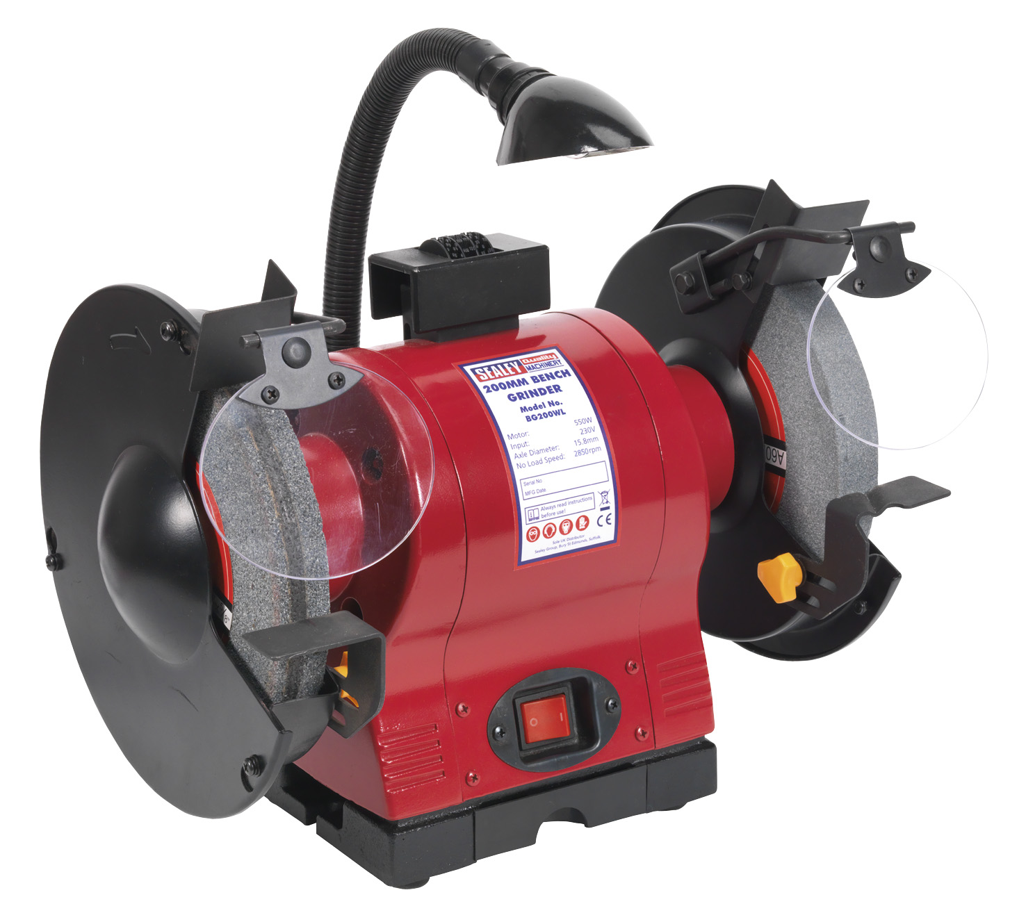 Sealey BG200WL Bench Grinder 200mm with Work Light 550W/230V