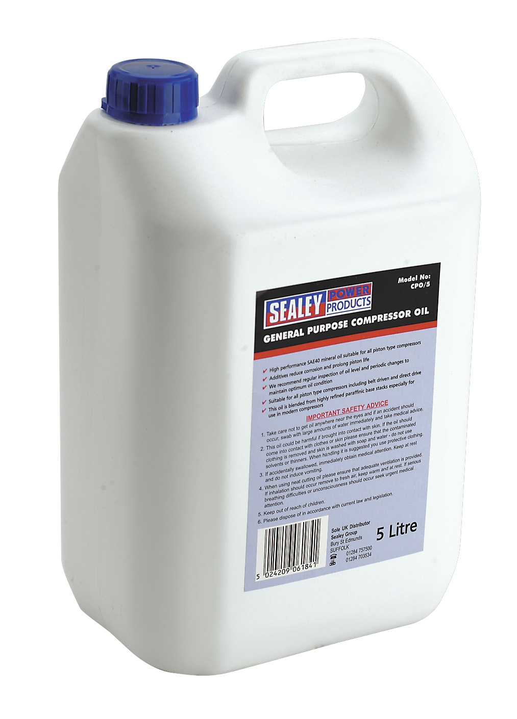 Sealey CPO/5 Compressor Oil 5ltr