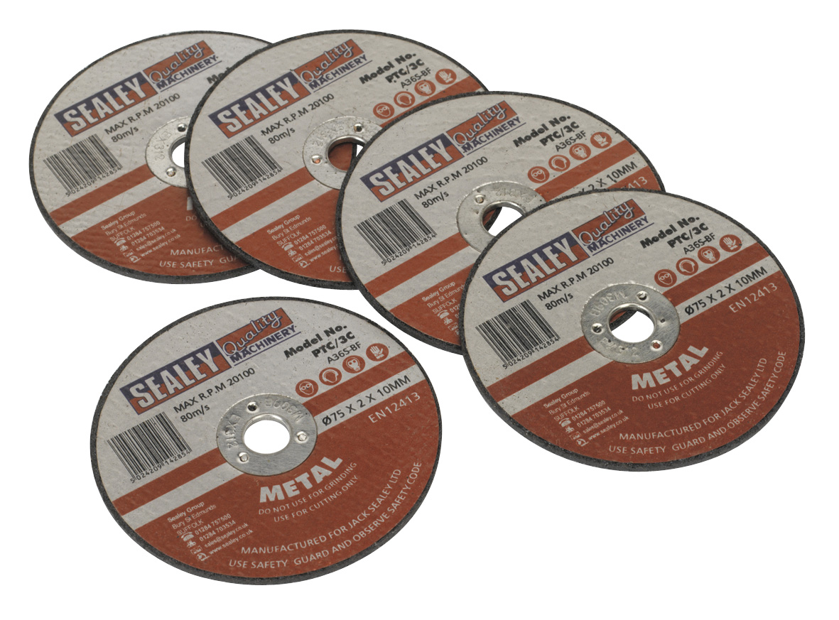 Sealey PTC/3C5 Cutting Disc 76 x 2 x 10mm Pack of 5