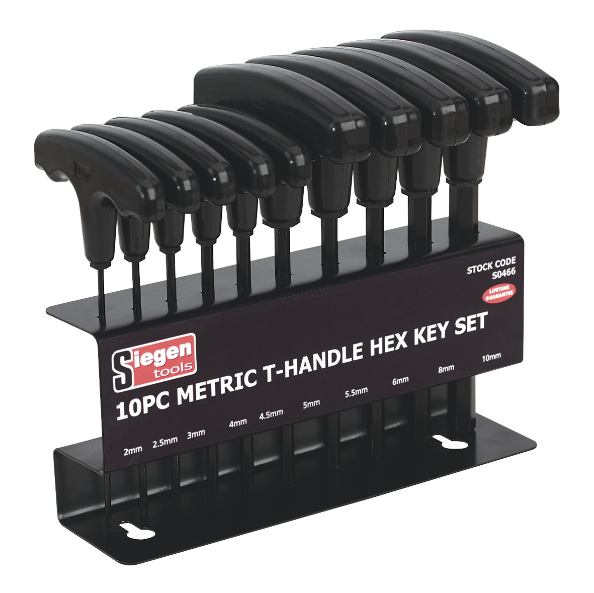 Sealey S0466 Hex Key Set 10pc T-Handle Metric