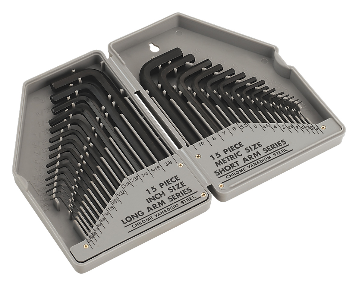 Sealey S0484 Hex Key Set Long/Short Arm Metric/Imperial 30pc