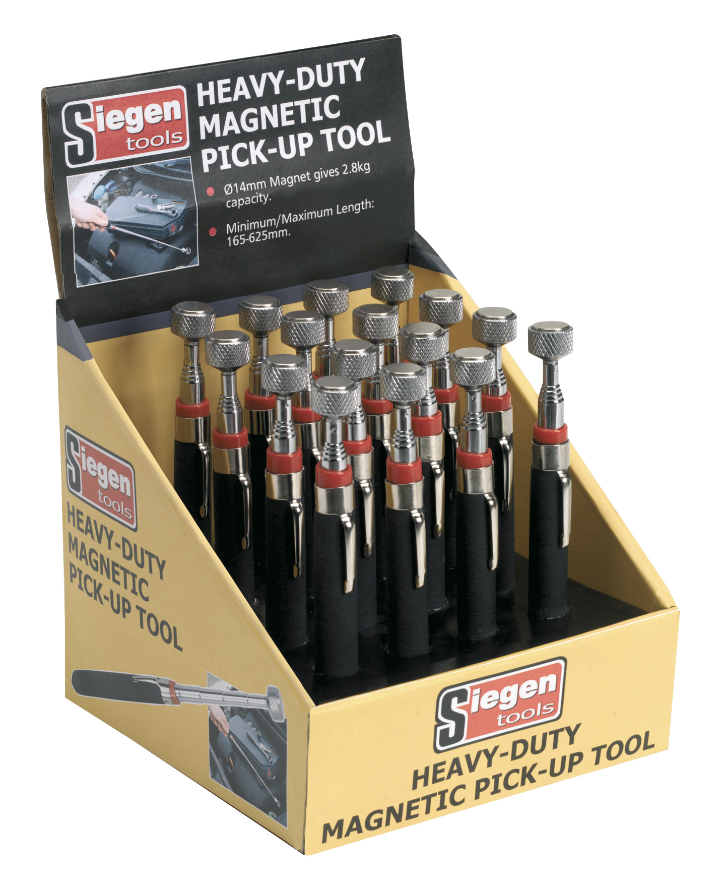 Sealey S0823DB Heavy-Duty Magnetic Pick-Up Tool 2.8kg Capacity Display Box of 16