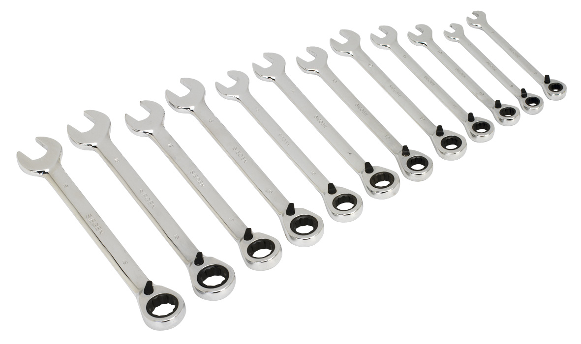 Sealey S0840 Combination Ratchet Ring Wrench Set Reversible 12pc