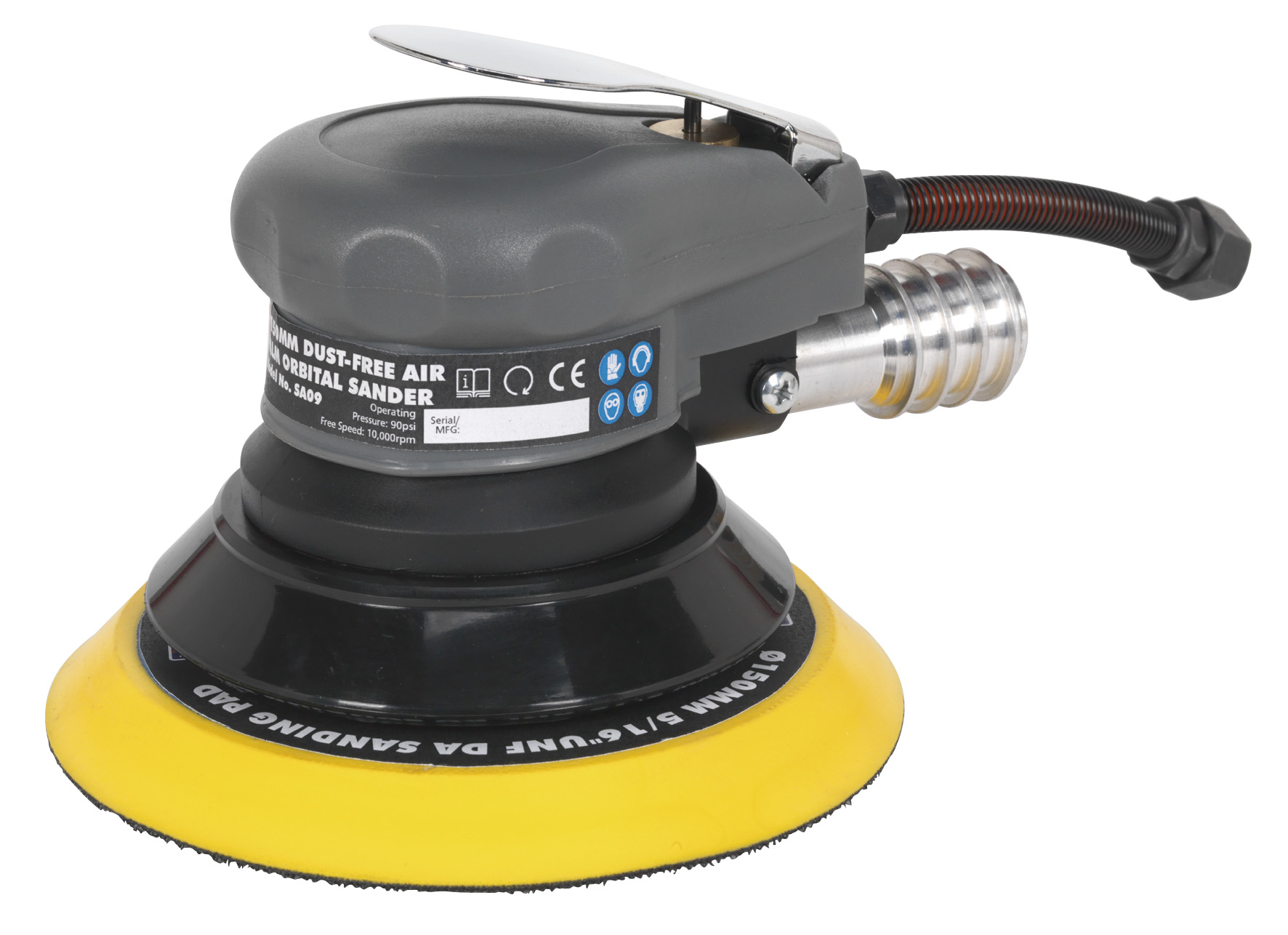 Sealey SA09 Air Palm Orbital Sander 150mm Dust-Free