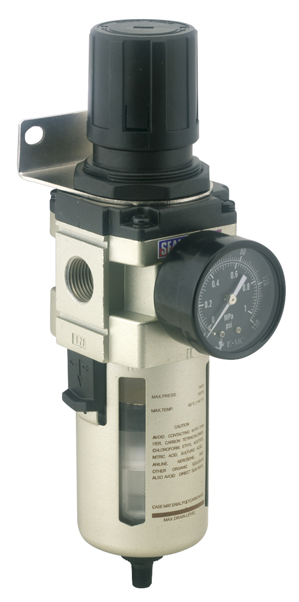 Sealey SA206FRAD Air Filter/Regulator Auto Drain Max Air Flow 140cfm