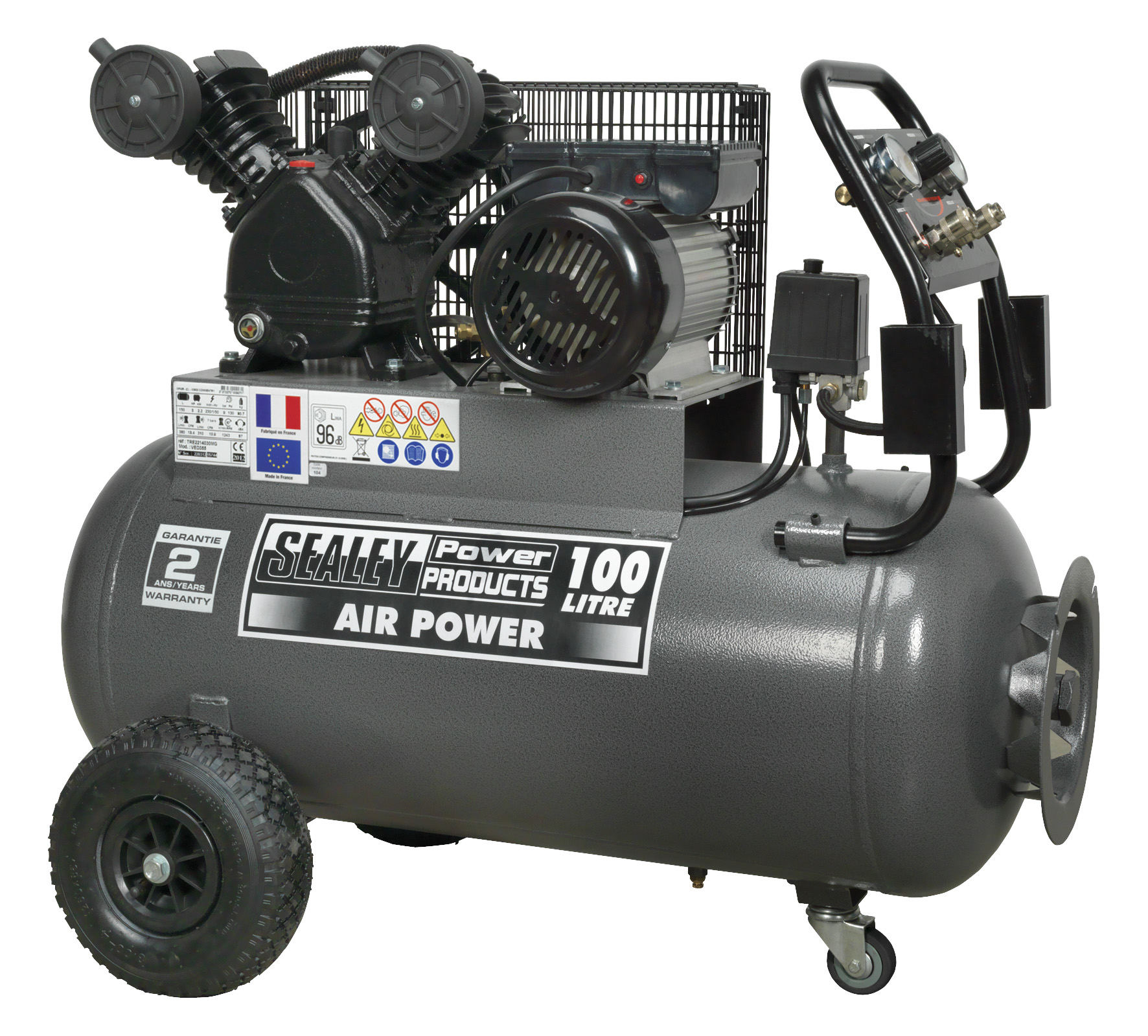 Sealey SAC3103B Compressor 100ltr Belt Drive 3hp with Front Control Panel 230V