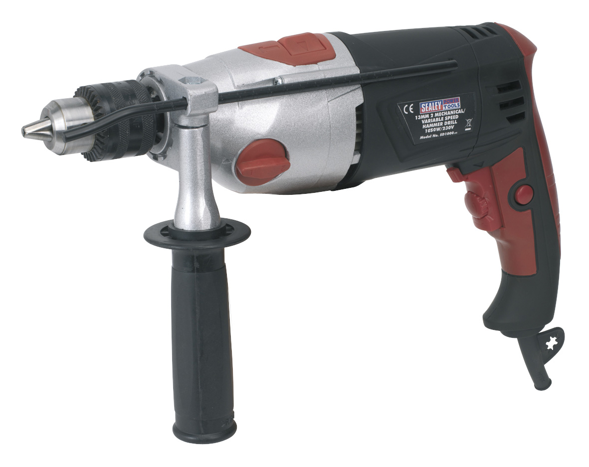 Sealey SD1000 Hammer Drill 13mm 2 Mechanical/Variable Speed 1000W/230V
