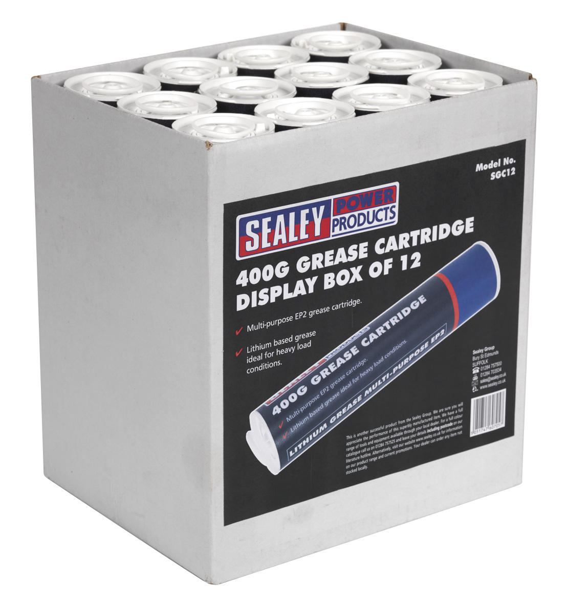 Sealey SGC12 Grease Cartridge 400g Box of 12