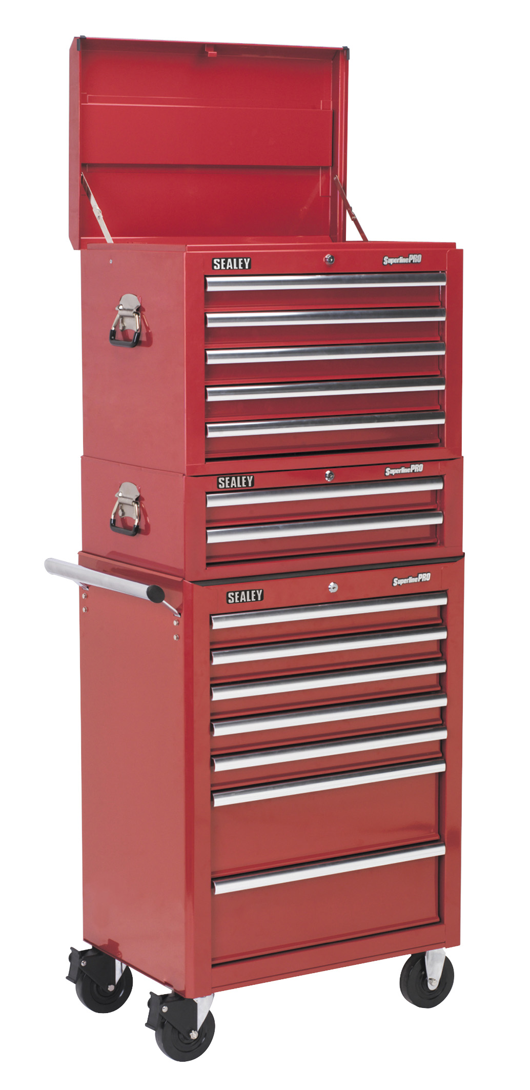 Sealey SPTCOMBO1 Tool Chest Combination 14 Drawer - Ball Bearing Runners - Red with 1179p...
