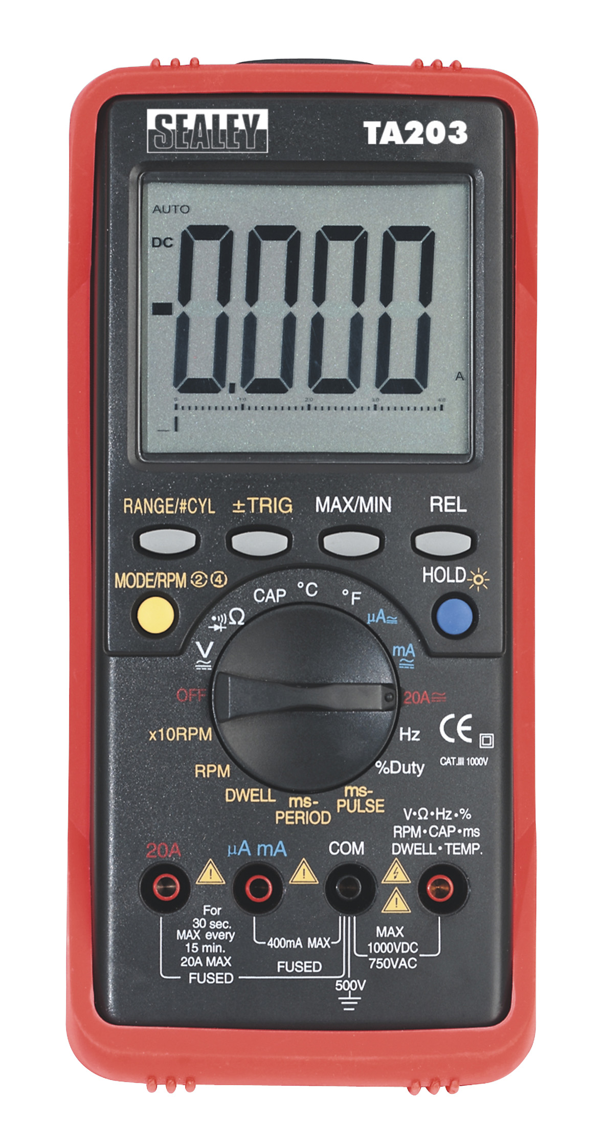 Sealey TA203 Automotive Digital Multimeter 15 Function Bar Graph/PC Link