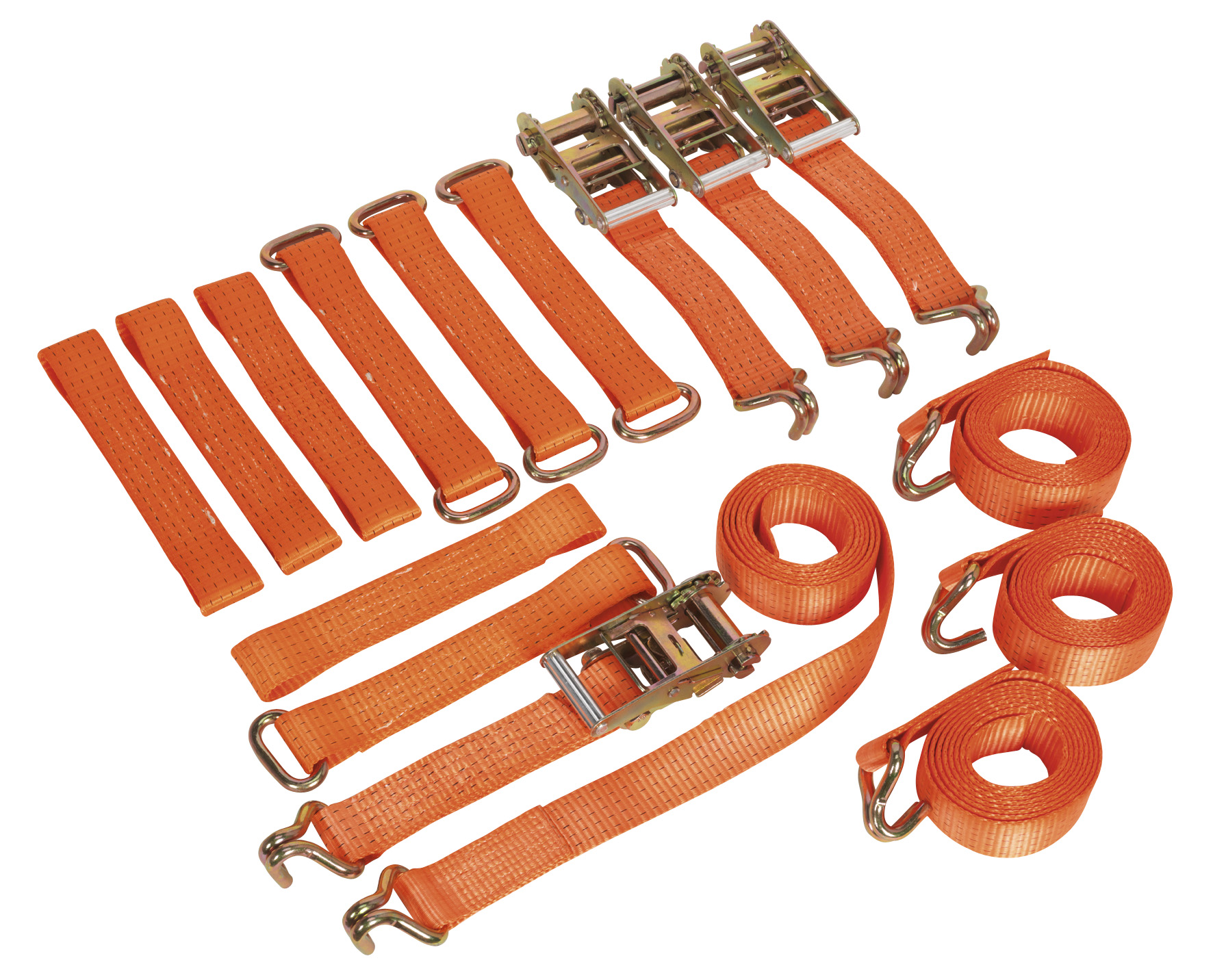 Sealey TDRWKIT Car Transporter Ratchet Tie Down Alloy/Steel Wheel Kit 4pc 50mm x 3mtr 4...