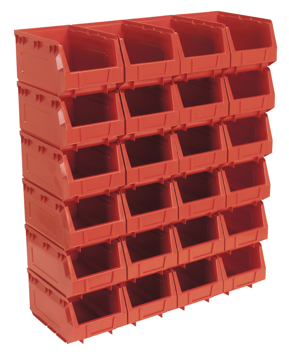 Sealey TPS324R Plastic Storage Bin 148 x 240 x 128mm - Red Pack of 24