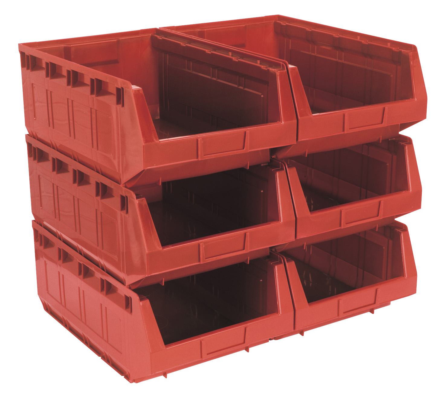 Sealey TPS56R Plastic Storage Bin 310 x 500 x 190mm - Red Pack of 6