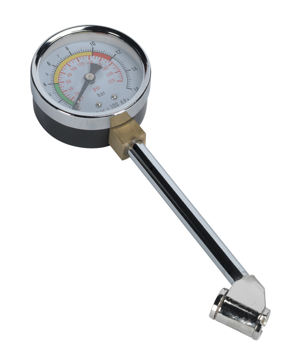 Sealey TSTPG34 Twin Connector Tyre Pressure Gauge 0-220psi
