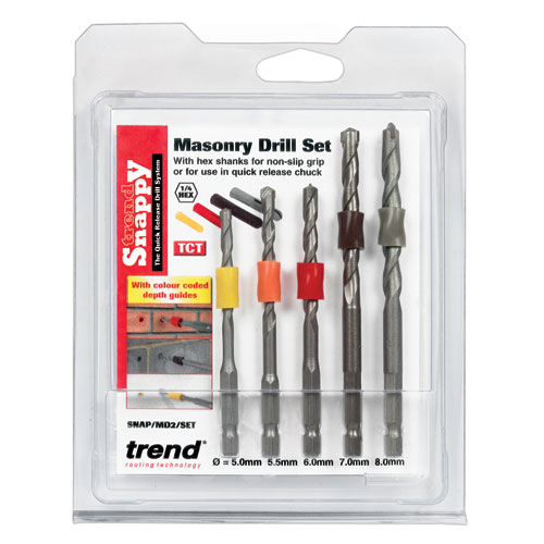 Trend SNAP/MD2/SET Trend Snappy masonry drill 5pc depth band