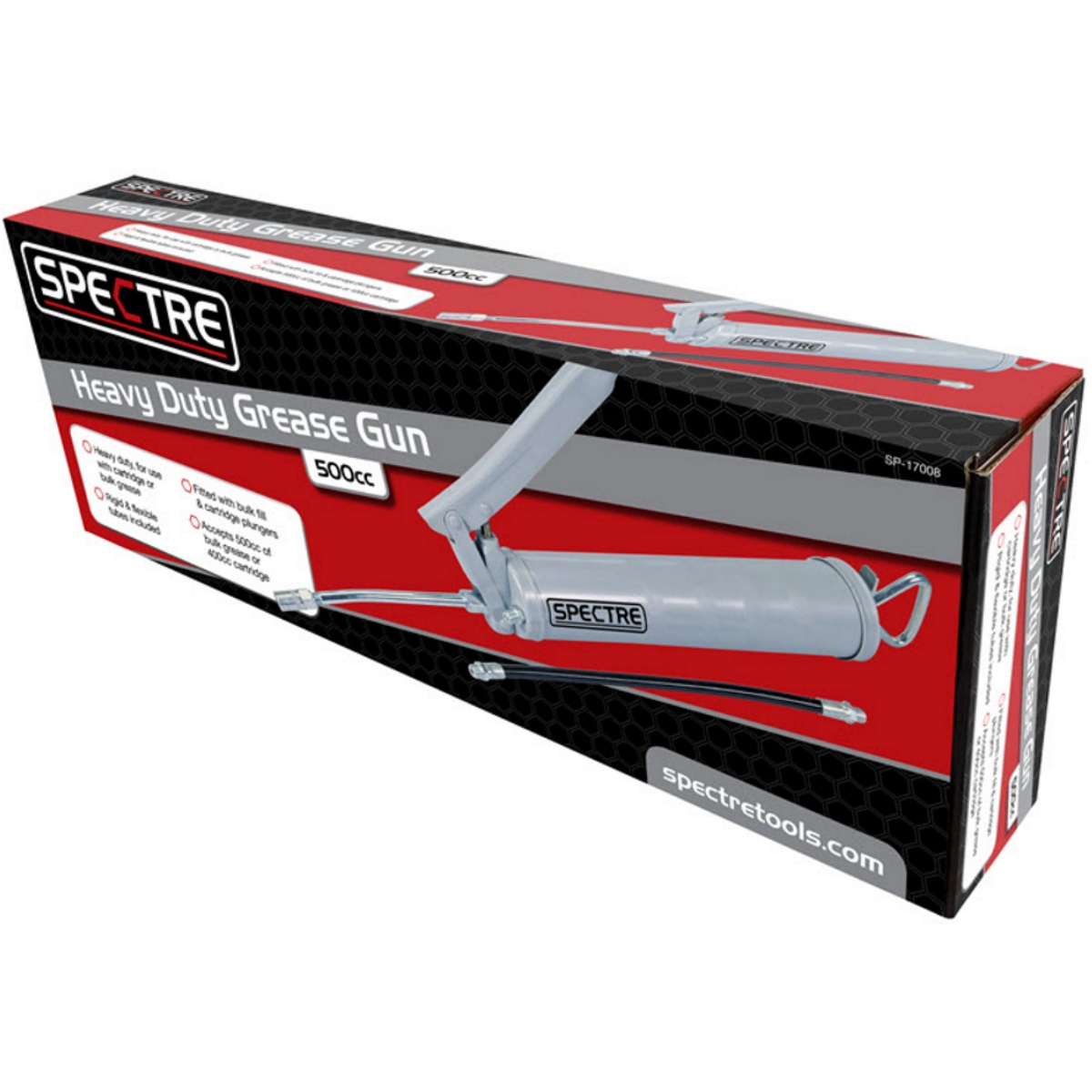 Spectre SP-17008 500cc Grease Gun with 2 Nozzles for Bulk or Cartridge Loading