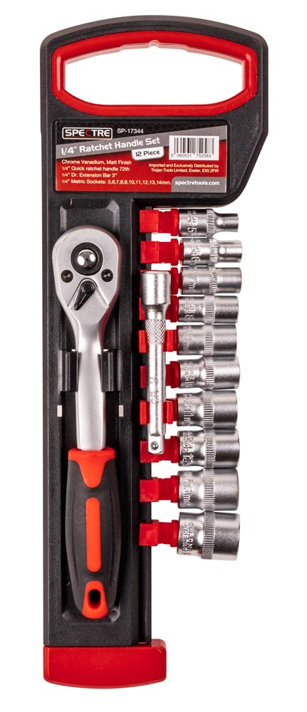 Spectre SP-17344 12 Piece ¼" 72 Tooth Ratchet Handle Socket Set