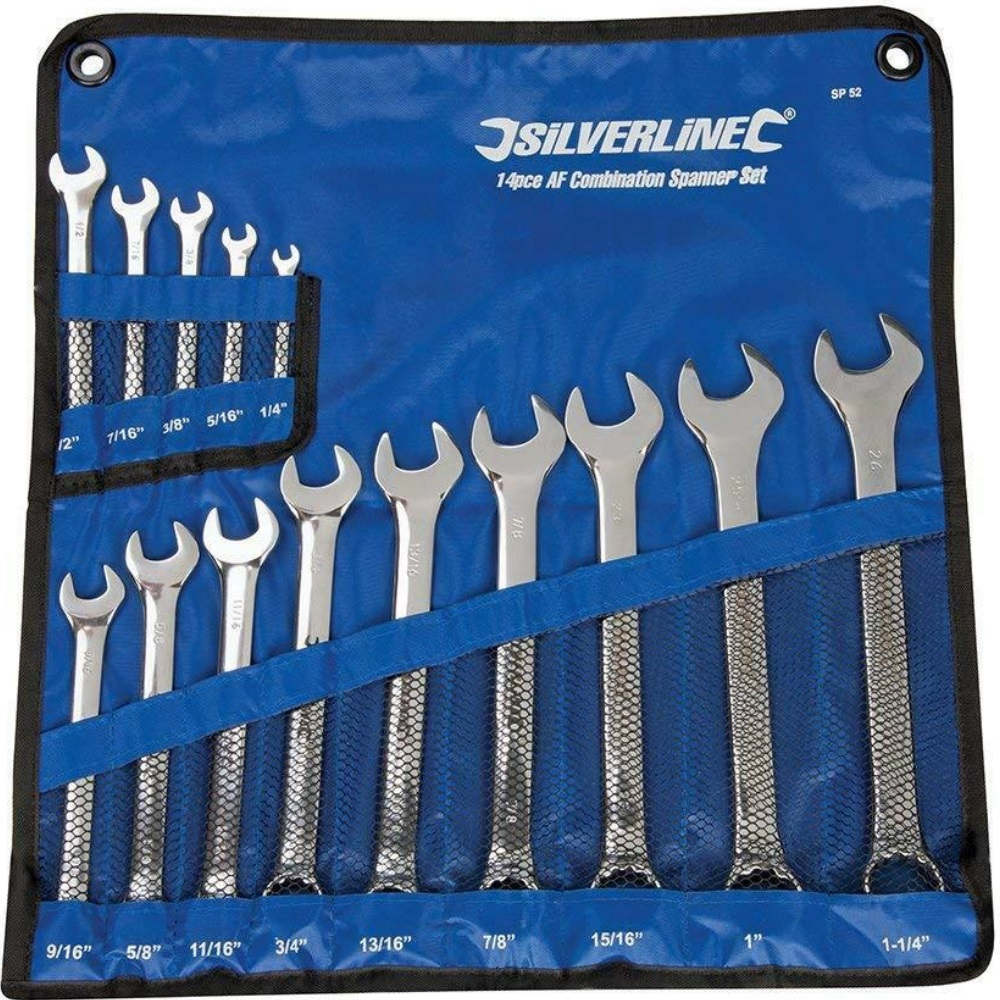 Silverline SP52 Combination Spanners Set 14 Piece Imperial AF