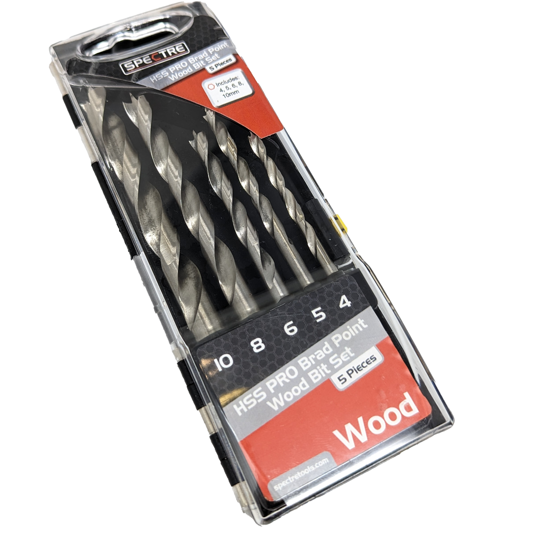 Spectre SP-17258 5 Piece HSS PRO Brad Point Wood Drill Bit Set