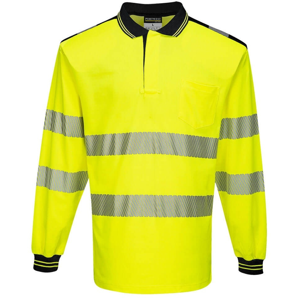 Portwest T184 PW3 Hi-Vis Polo Shirt Long Sleeve