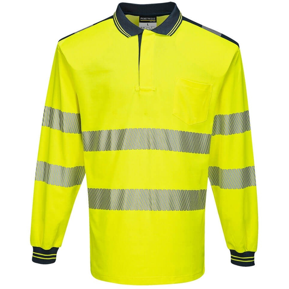 Portwest T184 PW3 Hi-Vis Polo Shirt Long Sleeve
