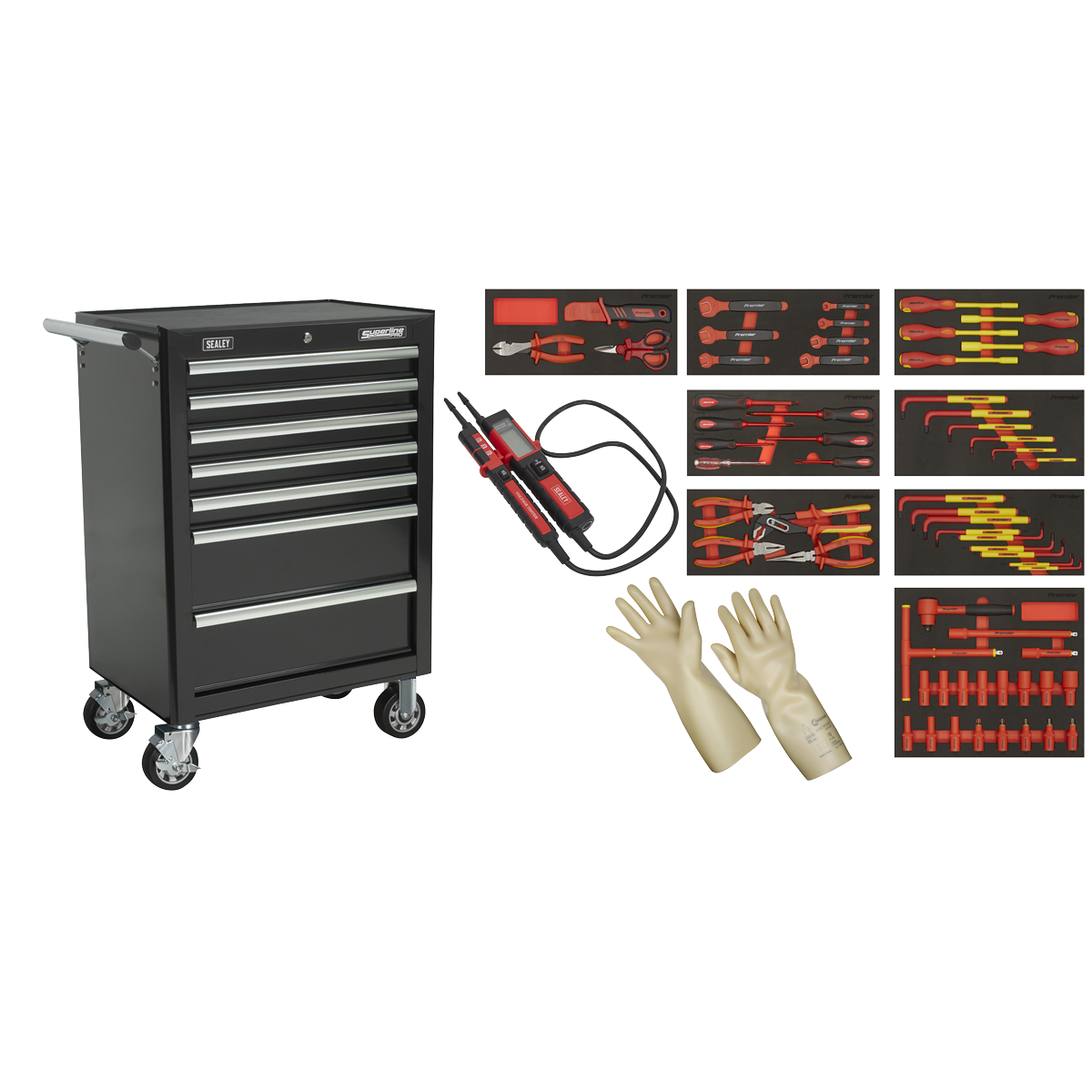 Sealey TBTECOMBO2 63pc Insulated Tool Kit with 7 Drawer Rollcab