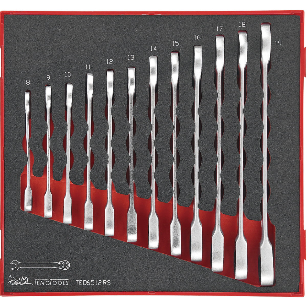 Teng Tools TED6512RS 12 Piece EVA Ratcheting Combination Spanner Set