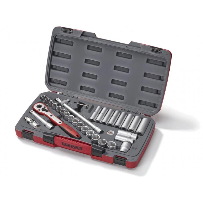 TengTools T1234 34 Piece 1/2in Socket Set In Hard Plastic Case