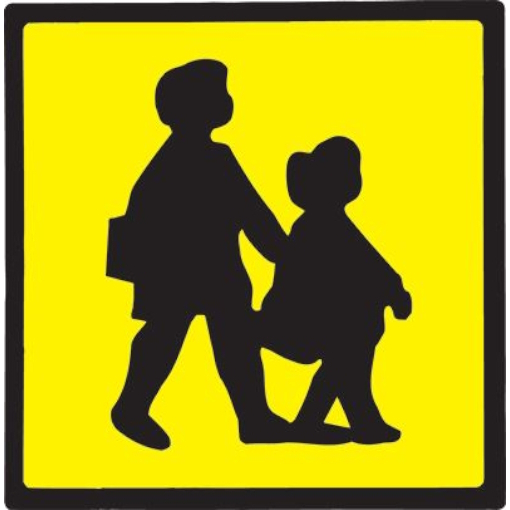 Allsigns TRA16-S Self Adhesive "School Children Symbol" Safety Sign 200x200mm