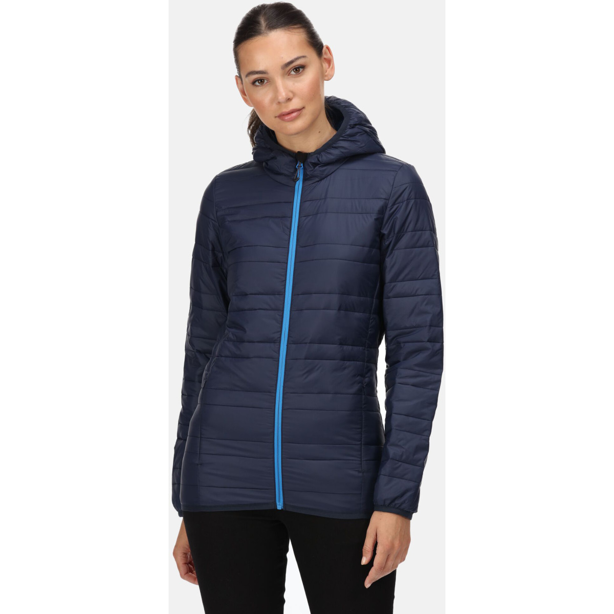 Regatta TRA531 Ladies Hooded Packaway Firedown Jacket - Navy Blue  - Size 18