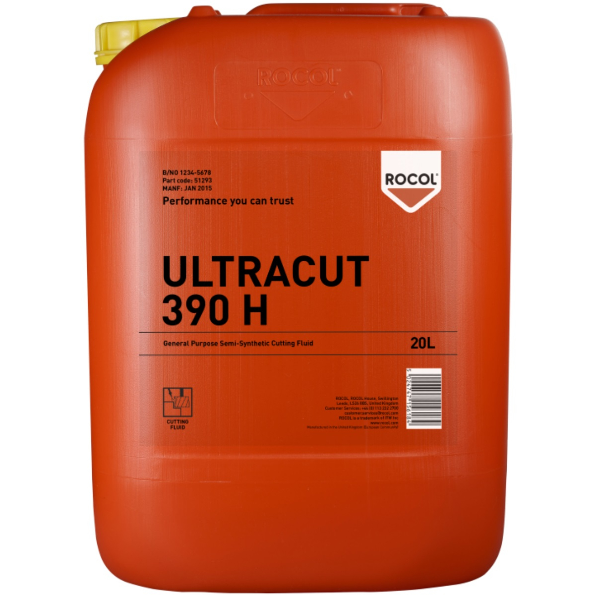 Rocol 51293 Ultracut 390H Long Life Semi-Synthetic Cutting Fluid 20Ltr
