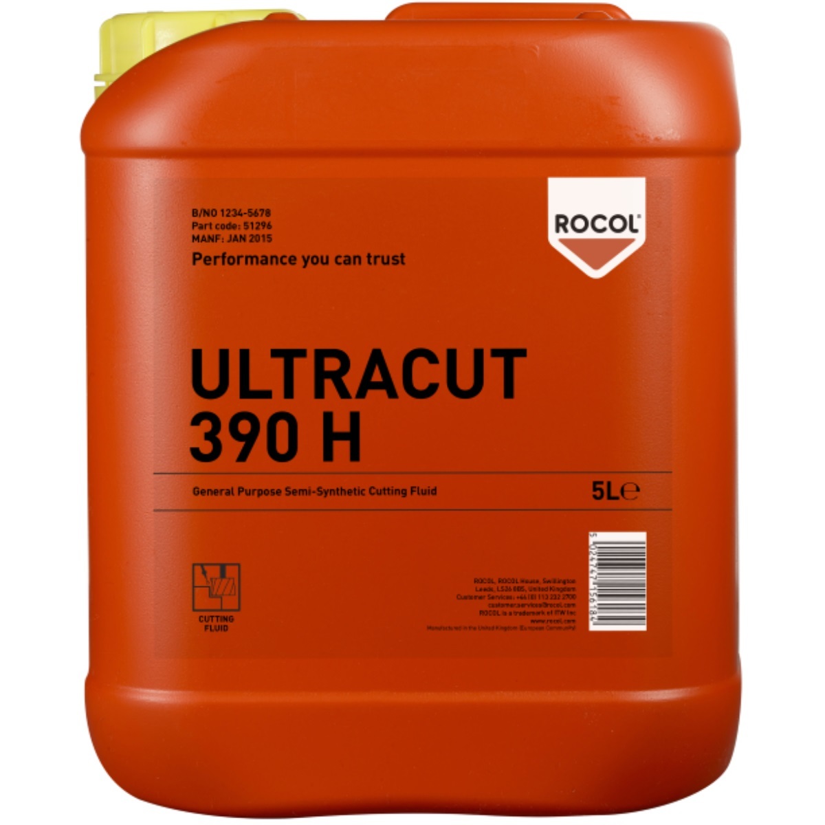 Rocol 51296 Ultracut 390H Long Life Semi-Synthetic Cutting Fluid 5ltr